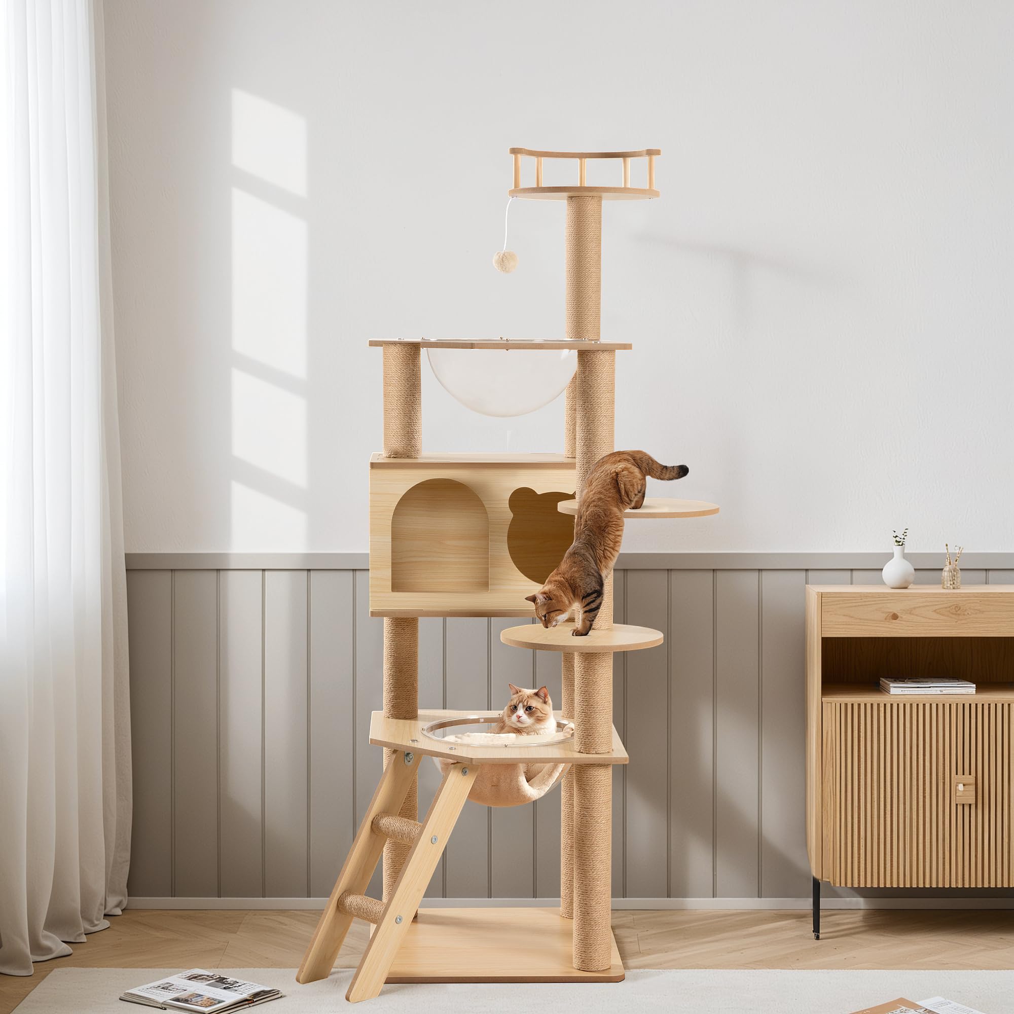 Amazon | WWI キャットタワー 猫タワー スリム 据え置き型 爪とぎ